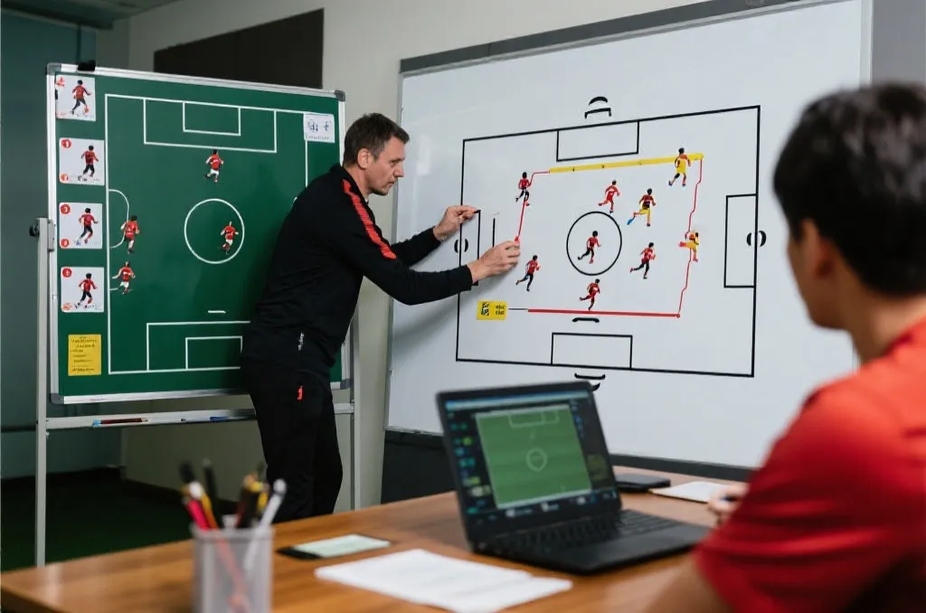 战术板与球员轮换分析插画